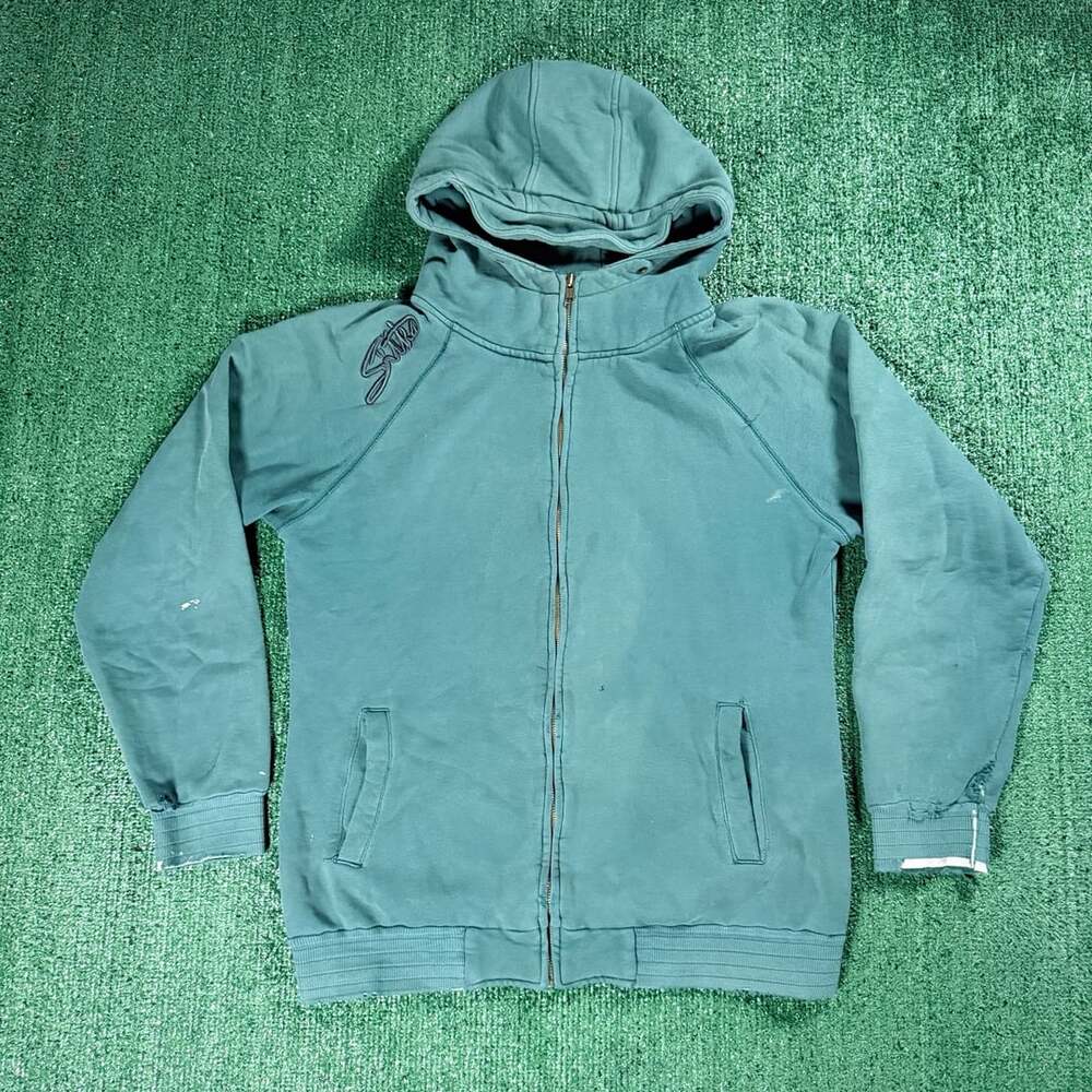 Y2K Womens Sitka Hoodie Size Medium Green Full Zip Sweatshirt Tree Design
